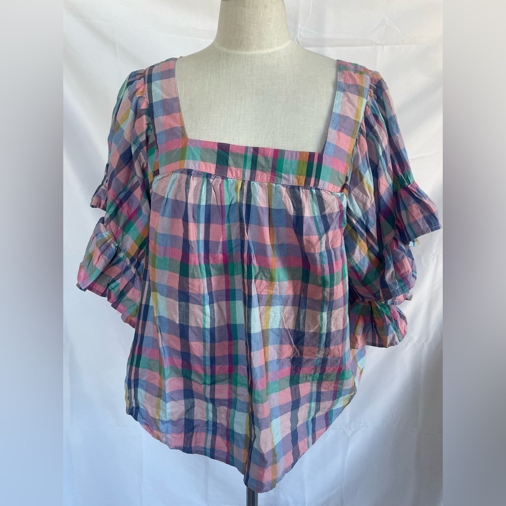 Plaid Multicolor Women's Top size 14W 0X Terra & Sky